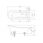 Burlington Harewood Wanna Wolnostojąca 170x73 cm biała E1