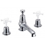   Burlington Bateria umywalkowa 3-otworowa z korkiem automatycznym (bez pokręteł) Chrom T14-QT