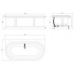 Burlington London Wanna Przyścienna z obudową 180x95cm oliwkowy E23O