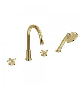 Burlington Riviera Bateria wannowa 4-otworowa na brzeg wanny Złota RIV33GOLD