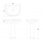 Burlington Riviera Umywalka ścienna 1-otworowa 65x47 cm Biała RIV41TH W MAGAZYNIE!!