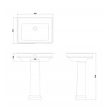   Burlington Riviera Umywalka ścienna 1-otworowa 65x47 cm Biała RIV21TH W MAGAZYNIE!!