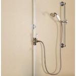 Burlington Słuchawka prysznicowa ceramiczna z wężem, przełącznikiem i regulowanym uchwytem pionowym mocowanym do ściany chrom V27