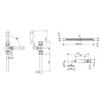 Burlington Słuchawka prysznicowa ceramiczna z wężem, przełącznikiem i regulowanym uchwytem pionowym mocowanym do ściany chrom V27
