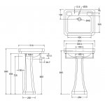 Burlington Victorian Umywalka ścienna 61x51 cm 2-otworowa, Biały B32TH