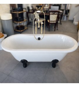      Burlington Windsor Wanna wolnostojąca 170x75 cm biała z odpływem i nogami czarnymi E3+L3B+1610008NS WYPRZEDAŻ EKSPOZYCJI!!