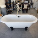      Burlington Windsor Wanna wolnostojąca 170x75 cm biała z odpływem i nogami czarnymi E3+L3B+1610008NS WYPRZEDAŻ EKSPOZYCJI!!