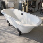      Burlington Windsor Wanna wolnostojąca 170x75 cm biała z odpływem i nogami czarnymi E3+L3B+1610008NS WYPRZEDAŻ EKSPOZYCJI!!