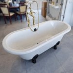      Burlington Windsor Wanna wolnostojąca 170x75 cm biała z odpływem i nogami czarnymi E3+L3B+1610008NS WYPRZEDAŻ EKSPOZYCJI!!