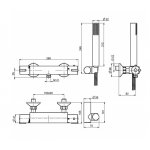 Carlo Frattini Bateria natryskowa termostatyczna ścienna z zestawem natryskowym Chrom F4095CR