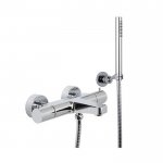 Carlo Frattini Bateria wannowo-natryskowa termostatyczna ścienna z zestawem natryskowym Chrom F4284CR