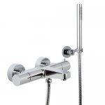 Carlo Frattini Bateria wannowo-natryskowa termostatyczna ścienna z zestawem natryskowym Chrom F4274CR