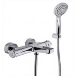 Carlo Frattini Bateria wannowo-natryskowa termostatyczna ścienna z zestawem natryskowym Chrom F4074CR