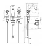 Carlo Frattini Elizabeth Bateria umywalkowa 3-otworowa z korkiem automatycznym Chrom F5101CCR
