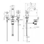 Carlo Frattini Olivia Bateria umywalkowa 3-otworowa z automatycznym korkiem Chrom F5031CR