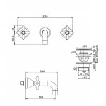 Carlo Frattini Olivia Bateria umywalkowa ścienna 3-otworowa z korkiem Chrom F5001/5CR