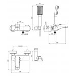 Carlo Frattini Quad Bateria wannowa ścienna z zestawem natryskowym Chrom F3724CR