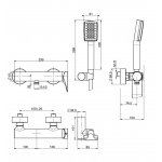 Carlo Frattini Quad Bateria natryskowa ścienna z zestawem natryskowym Chrom F3735CR
