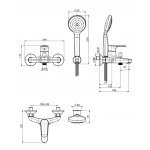 Carlo Frattini Serie 22 Bateria wannowa z zestawem natryskowym Chrom F3834CR