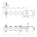 Carlo Frattini So Bateria natryskowa podtynkowa z 3 odpływami Chrom F3178X3CR