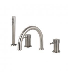 Carlo Frattini Spillo Steel Bateria wannowa nablatowa 4-otworowa Stal nierdzewna F3074INOX