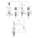 Carlo Frattini Spillo Tech Bateria wannowa nablatowa 4-otworowa Chrom F3044VCR