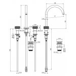 Carlo Frattini Texture Collection Bateria umywalkowa 3-otworowa z obrotową wylewką Chrom F5611VCR