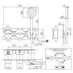 CEA BAR Bateria wannowa/prysznicowa ścienna termostatyczna z przełącznikiem 2/3-drożnym, słuchawką i wężem element zewnętrzny Satin Stainless Steel BAR69HIS