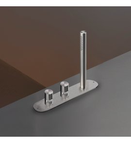 CEA Cartesio Bateria wannowa 3-otworowa na brzeg wanny ze słuchawką prysznicową element zewnętrzny Satin Stainless Steel CAR52S