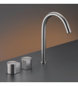CEA Duet Bateria umywalkowa 3-otworowa z obrotową wylewką Satin Stainless Steel DET13S