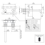 CEA Innovo Bateria umywalkowa ścienna z wylewką 21,5 cm element zewnętrzny Satin Stainless Steel INV12S