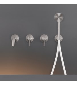 CEA Innovo Bateria wannowa ścienna z wylewką, słuchawką i wężem element zewnętrzny Satin Stainless Steel INV58YWS