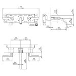 CEA Lutezia Bateria umywalkowa ścienna z wylewką 17 cm element zewnętrzny Black Diamond Satin LTZ02KDS