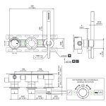 CEA Milo360 Bateria wannowa/prysznicowa ścienna termostatyczna z przełącznikiem 2-drożnym, słuchawką i wężem element zewnętrzny Satin Stainless Steel MIL115WS