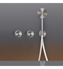 CEA Milo360 Bateria wannowa/prysznicowa ścienna termostatyczna z przełącznikiem 2-drożnym, słuchawką i wężem element zewnętrzny Satin Stainless Steel MIL115HWS