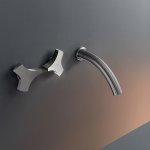 CEA Ziqq Bateria umywalkowa ścienna z wylewką 17 cm element zewnętrzny Satin Stainless Steel ZIQ05S