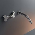 CEA Ziqq Bateria umywalkowa ścienna z wylewką 22 cm element zewnętrzny Satin Stainless Steel ZIQ56S