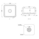 Cielo Shui Comfort Umywalka stawiana 25x25 z korkiem klik klak pomice MILAQPM+PIL01PM