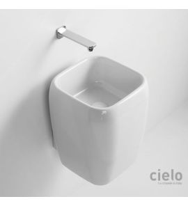 Cielo Shui Umywalka ścienna/nablatowa 36x36 cm biała SHLAS