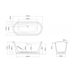 Clearwater Balthazar Wanna wolnostojaca 167,5x76,1 cm chrom/biała N25CS