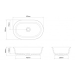 Clearwater Florenza Umywalka stawiana na blat 550x350 biała B11ECS