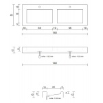 Cristalstone Linea Ideal Umywalka podwójna ścienna biały mat U1400-2xMOLC