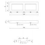 Cristalstone Linea Ideal Umywalka podwójna ścienna bez otworów na baterie biały mat U1400-2xMOLC/BO