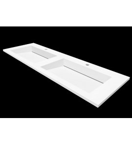 Cristalstone Linea Ideal Umywalka podwójna wpuszczana w blat biały mat U1400-2xMOLC/CR