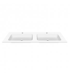 Cristalstone Linea Simpla Umywalka dwukomorowa wpuszczana w blat Biały U1400-2xMOT/CR