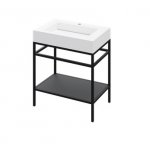 Cristalstone Stelaż pod umywalkę stojący z półką 70 x 45 x 73 cm czarny mat ST700-06