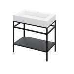 Cristalstone Stelaż pod umywalkę stojący z półką 80 x 45 x 73 cm czarny mat ST800-06