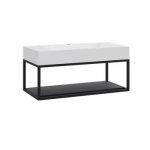 Cristalstone Stelaż pod umywalkę z półką i wieszakiem na ręcznik 90 x 45 x 30 cm czarny mat ST900-04