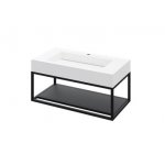Cristalstone Stelaż pod umywalkę z półką i wieszakiem na ręcznik 90 x 45 x 30 cm czarny mat ST900-04