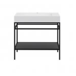 Cristalstone Stelaż pod umywalkę stojący z półką 90 x 45 x 73 cm czarny mat ST900-06